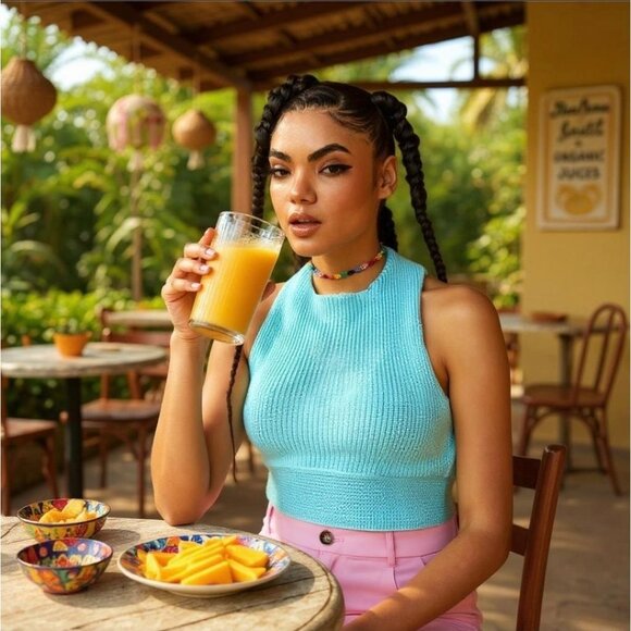 Straight Chillin Knit Halter Top in Light Blue by Le Lis – Sky Drift Edition S - Picture 4 of 4